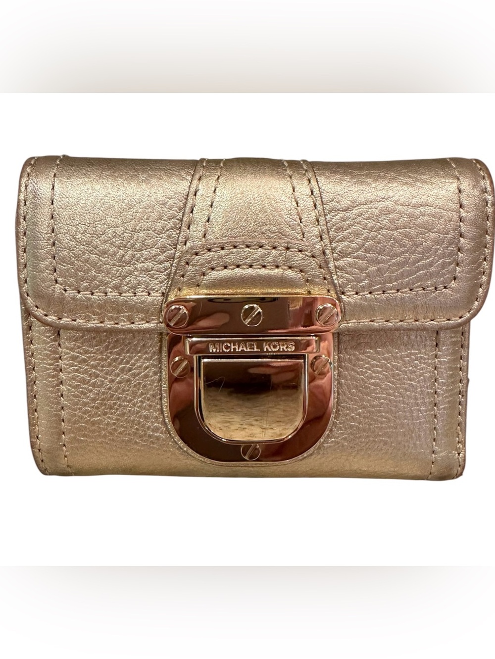 Michael Kors Gold Leather Charlton Compact Wallet